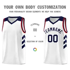 White Navy-Red Classic Fashion Sportwear Basketball Jersey 3