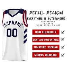 White Navy-Red Classic Fashion Sportwear Basketball Jersey 4