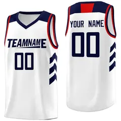 White Navy-Red Classic Mesh Sport Basketball Jersey