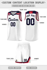 White Navy-Red Classic Sports Basketball Jersey 2