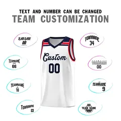 White Navy-Red Classic Sports Basketball Jersey 3