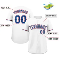White Navy-Red Classic Style Baseball Jersey 2