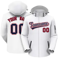 White Navy-Red Classic Style Waterproof Jacket