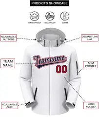White Navy-Red Classic Style Waterproof Jacket 2