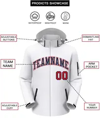 White Navy-Red Classic Style Waterproof Jacket 2