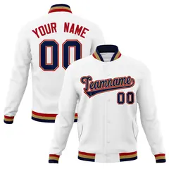 White Navy-Red Classic Varsity Full-Snap Letterman Jacket