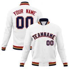 White Navy-Red Classic Varsity Full-Snap Letterman Jacket