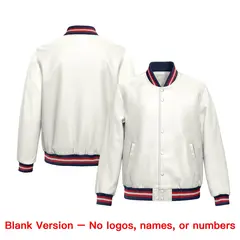 White Navy Red Full-Snap Varsity Faux Leather Letterman Jacket 6
