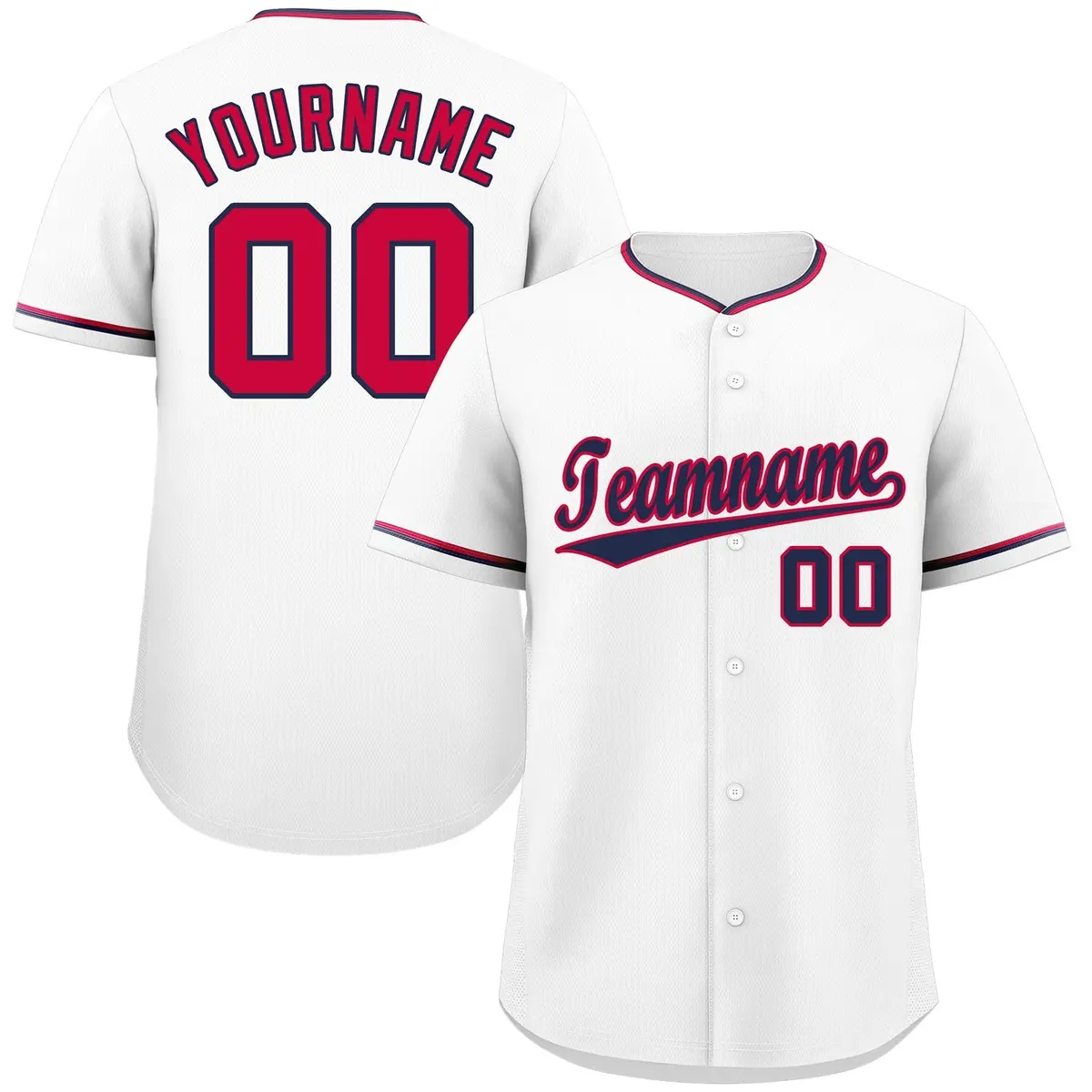 White Navy-Red Hook Classic Authentic Baseball Jersey