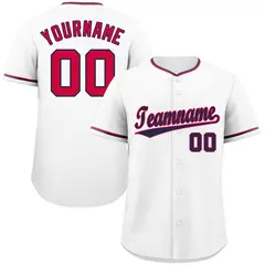 White Navy-Red Hook Classic Authentic Baseball Jersey 1