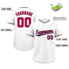 White Navy-Red Hook Classic Authentic Baseball Jersey 2