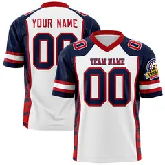 White Navy-Red Raglan Side Pattern Authentic Football Jersey 1