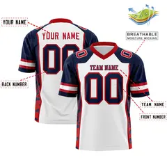 White Navy-Red Raglan Side Pattern Authentic Football Jersey 2