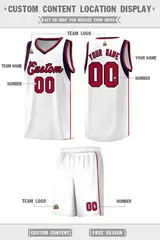 White Navy-Red Sleeve Color Block Classic Basketball Jersey 2