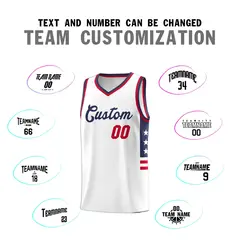 White Navy-Red Star Pattern Fashion Basketball Jersey 3