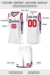 White Navy-Red Star Pattern Sports Basketball Jersey 2