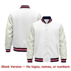 White Navy Red Varsity Jacket with Faux Leather Sleeves 6