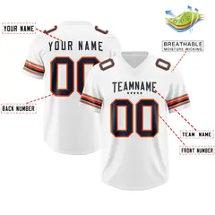 White Navy Retro Sleeve Line Authentic Football Jersey 2