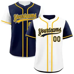 White Navy Reversible Raglan Sleeves Baseball Jersey 1