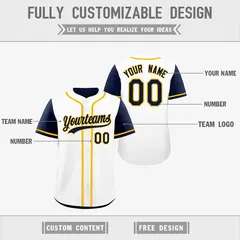 White Navy Reversible Raglan Sleeves Baseball Jersey 3