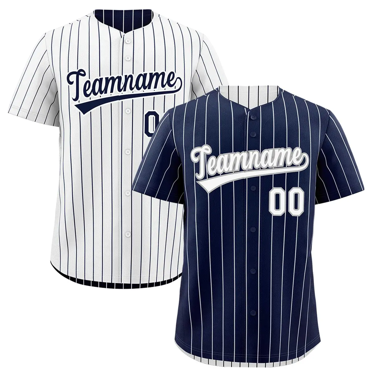 White Navy Reversible Stripe Baseball Jersey