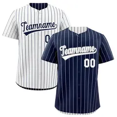 White Navy Reversible Stripe Baseball Jersey