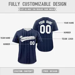 White Navy Reversible Stripe Baseball Jersey 3