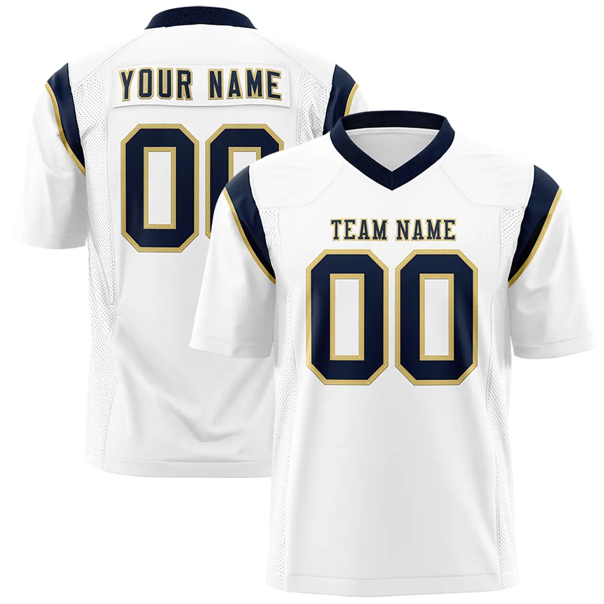White Navy Shoulder Cut Two-Tone Flag Football Jersey