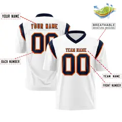 White Navy Shoulder Cut Two-Tone Flag Football Jersey 2