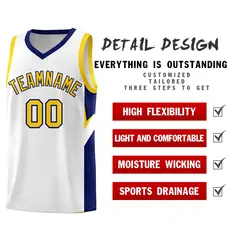 White Navy Side Design Sports Uniform Basketball Jersey Sets 2