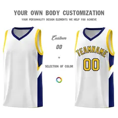 White Navy Side Design Sports Uniform Basketball Jersey Sets 3
