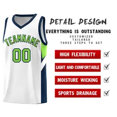 White Navy Side Design Sports Uniform Basketball Jersey Sets 2