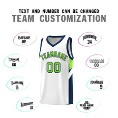 White Navy Side Design Sports Uniform Basketball Jersey Sets 4