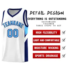 White Navy Side Design Sports Uniform Basketball Jersey Sets 2