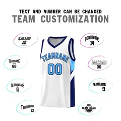 White Navy Side Design Sports Uniform Basketball Jersey Sets 4