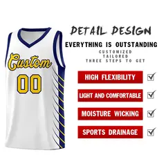 White Navy Side Symmetrical Line Pattern Basketball Jersey 2