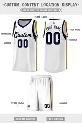 White Navy Sleeve Color Blocking Basketball Jersey 2