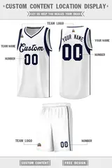 White Navy Sleeve Color Blocking Basketball Jersey 2