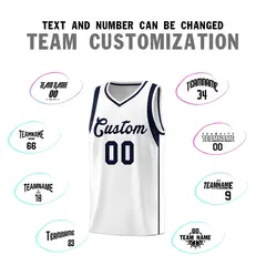 White Navy Sleeve Color Blocking Basketball Jersey 4