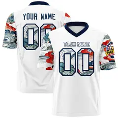 White Navy Sleeve Ukiyo-e Auspicious Clouds Graffiti Football Jersey 1
