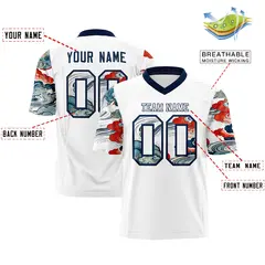 White Navy Sleeve Ukiyo-e Auspicious Clouds Graffiti Football Jersey 2