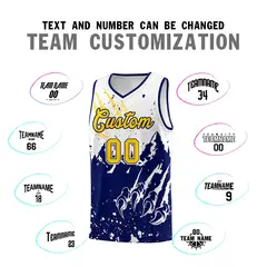 White Navy Snow Mountain Beast Pattern Basketball Jersey 4