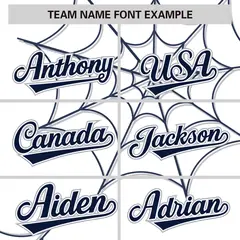 White Navy Spider Web Raglan Authentic Baseball Jersey 3