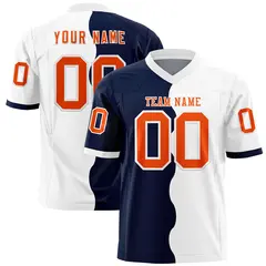 White Navy Split Fashion Mesh Authentic Football Jersey