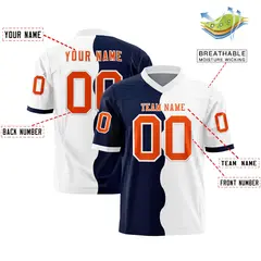 White Navy Split Fashion Mesh Authentic Football Jersey 2