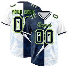 White Navy Split Lightning Pattern Football Jersey 1