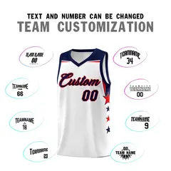White Navy Star Color Block Two Tone Side Basketball Jersey 4