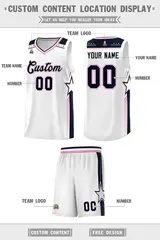 White Navy Star Graffiti Sports Basketball Jersey 2