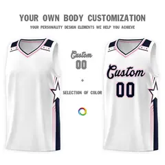 White Navy Star Graffiti Sports Basketball Jersey 3
