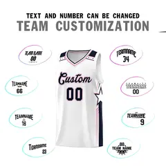 White Navy Star Graffiti Sports Basketball Jersey 4